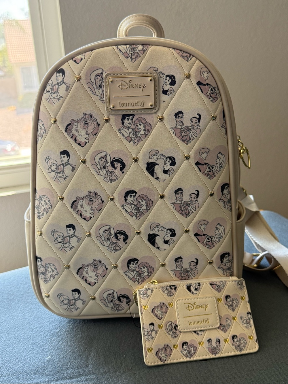 Disney Cream Quilted Princess Mini Backpack with Cardholder
